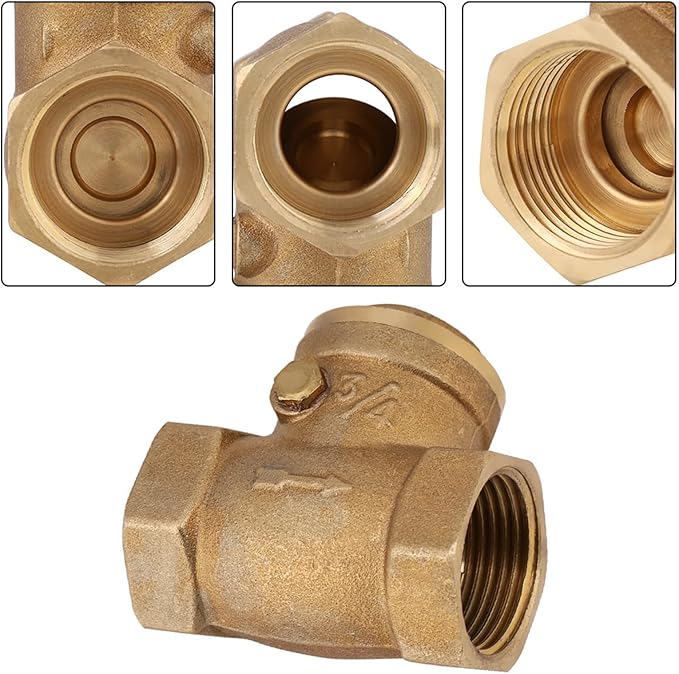 DN20 Swing Check Valve, Brass Female Thread, 232PSI, 3/4 BSP - Prevents Water Backflow, Durable Construction, Easy Installation for Plumbing Systems