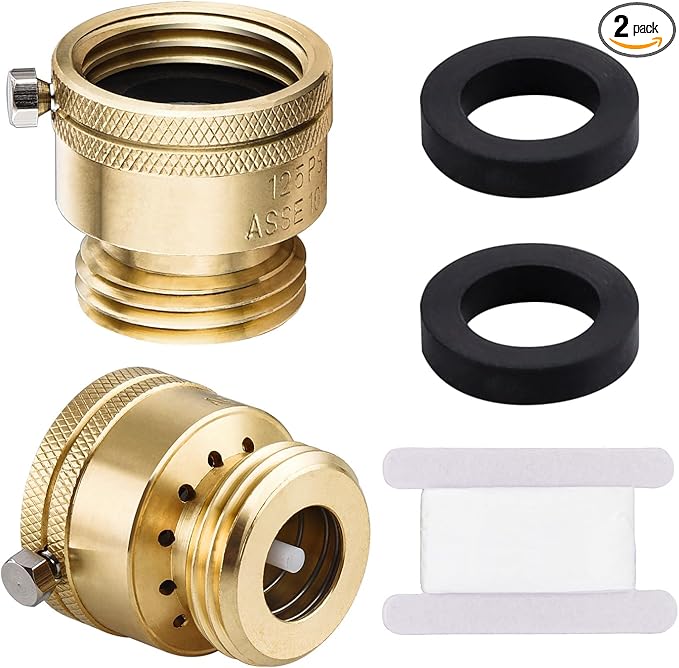 2 PCS Brass Vacuum Breaker, 3/4'' Solid Lead-Free Compliant Brass Anti-Siphon Hose Bib Valve, Backflow Preventer for Garden Hose Check Valve, Garden Spigot RV
