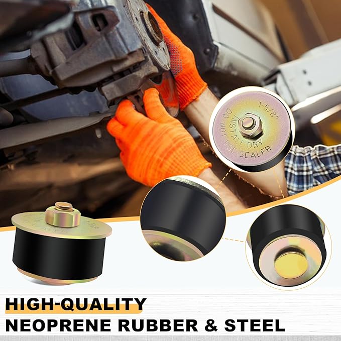 Siptenk 1-5/8" Freeze Rubber Expansion Plug 4 pcs, Automotive Rubber Expandable Freeze Plugs for Engine