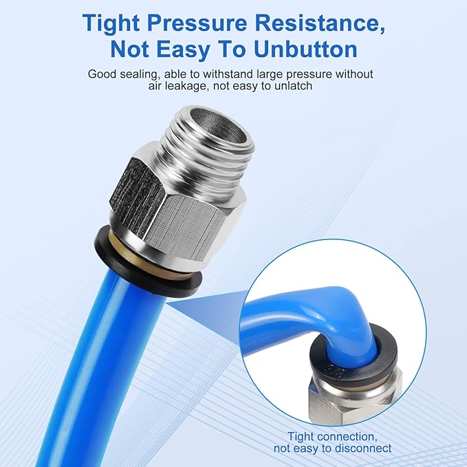 12 Pcs Push to Connect Fittings 3/8 Inch Tube OD x 1/4 Inch NPT Thread Pneumatic Male Straight and Elbow Quick Connect Air line fittings