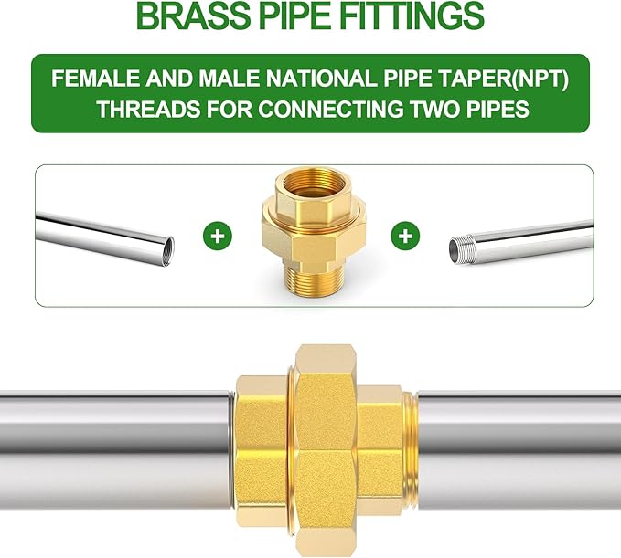 TAISHER 1PCS Brass Union，1" NPT Male x 1" NPT Female Brass Pipe Fitting