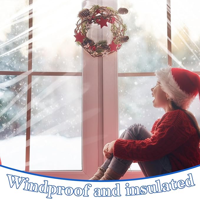 47×63inches Window Insulation for Winter, Plastic Window Cover for Winter,Thermal Window Insulation Kit for Winterizing,Thick Transparent Window Seal Film for Winter Window Covering