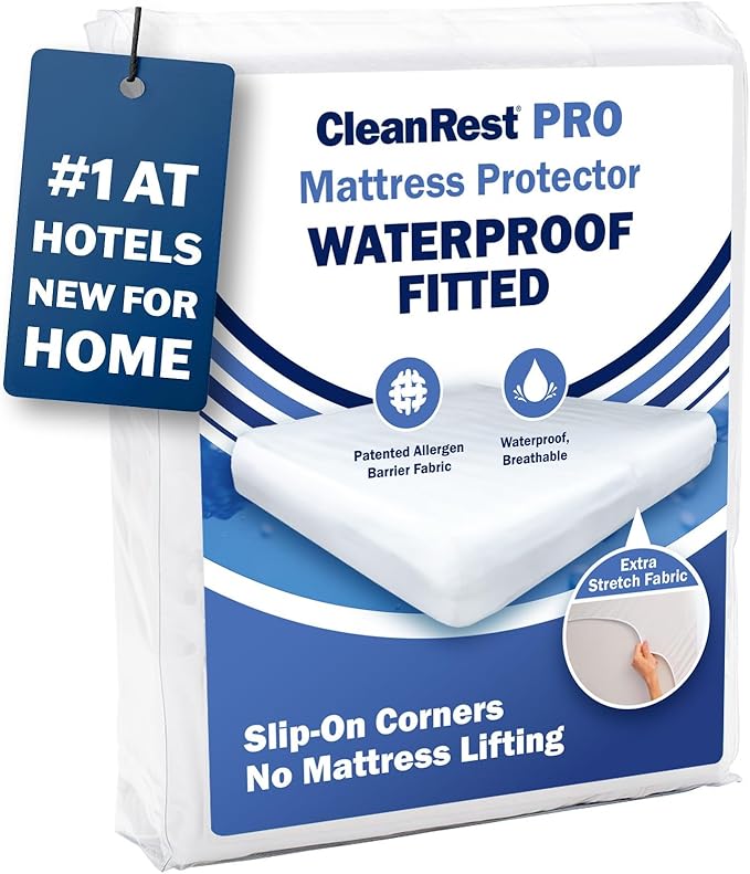 CleanRest Waterproof Mattress Fitted Sheet Protector, Ultimate Defense Against Spills and Wear, MicronOne Allergen Barrier, Breathable, Chemical-Free, Fits Mattress Depths 12" to 21" (Twin)