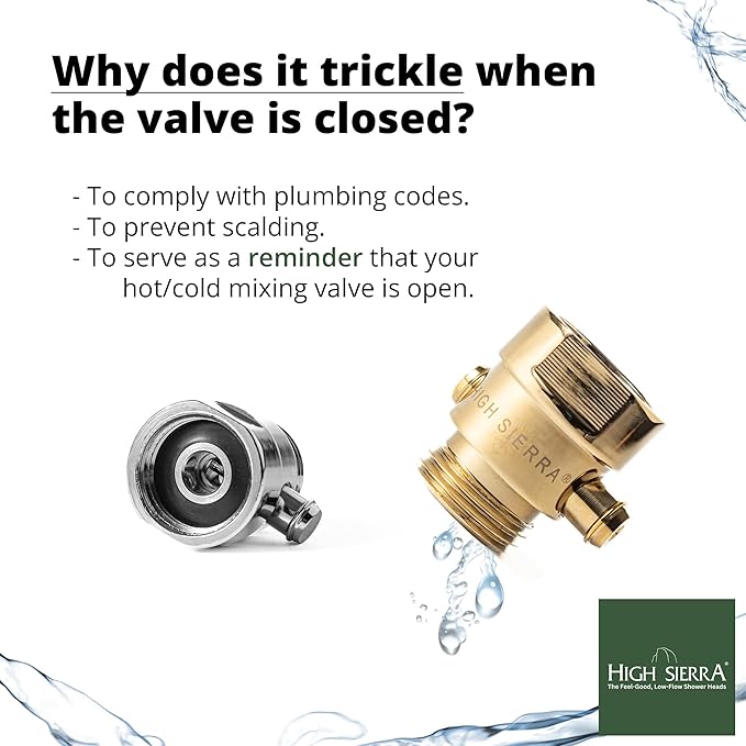 High Sierra® - Shower Head Pause & Pressure Control Valve - Solid Metal – Push-Button Valve Easily Controls the Flow of Water or Shuts It Off to Just a Trickle - Matte Black Finish