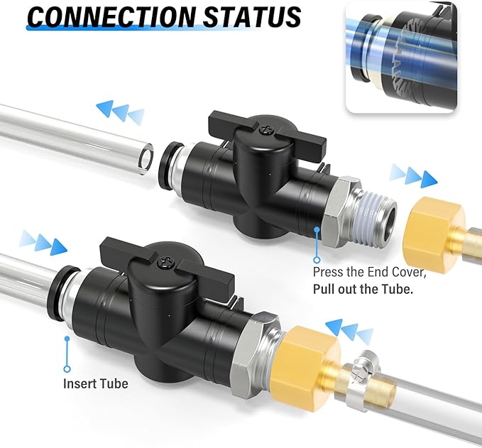 TAILONZ PNEUMATIC 1/2 Inch Tube OD x 1/2 Inch NPT Thread Ball Valve Air Flow Control Valve Push to Connect Fitting BVC-1/2-N4（Pack of 1）