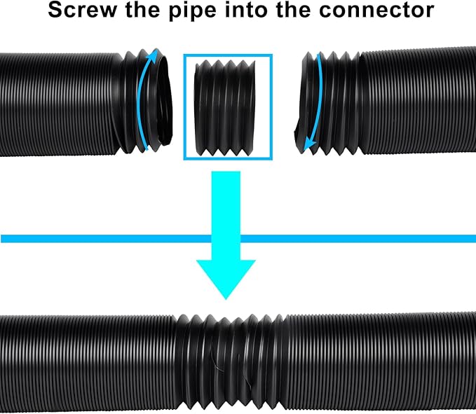 Extra Extension Flexible Pipe for Ours 3.1" OD Downspout Extender, 2.6 inches ID, 3.1 inches OD, Stretched Length 6.6ft, Black