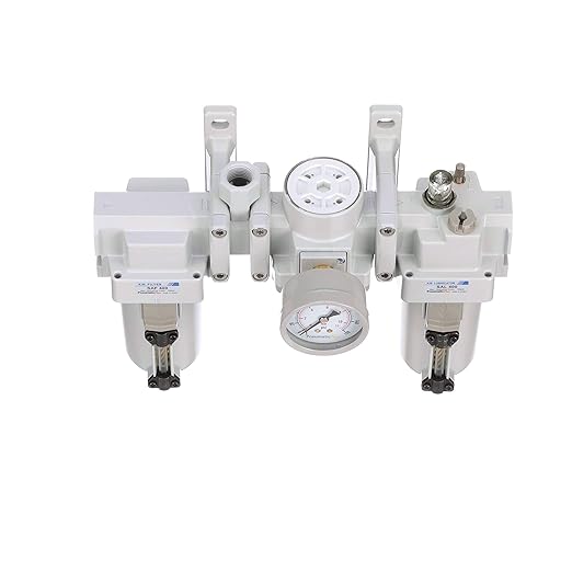 PneumaticPlus SAU400A-N04G-MEP - Dual Air System 1/2" NPT - Compressed Air Filter, Regulator & Lubricator w/Additional Free Air Port 3/8" NPT - Manual Drain, Metal Bowl