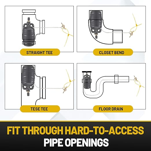 Nuanchu 2 Pieces 2 Inch Inflatable Pipe Ball Plug Pressure Test Rubber Black Plumbing Toilet Drain Test Plug