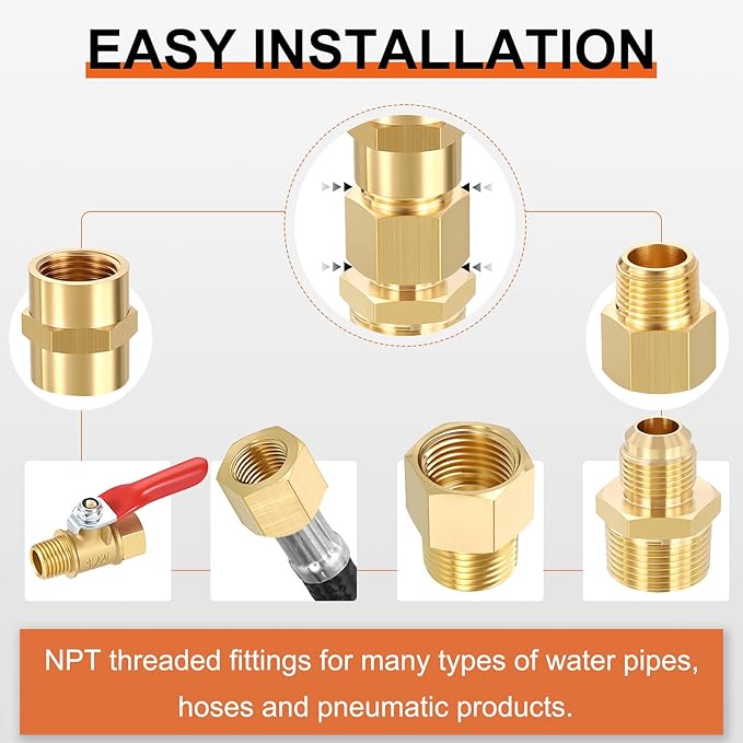 5 Pack 90° Barstock Street Elbow FeMale to Male Adapter, 1/4" NTP Female x 1/4" NTP Male Forged Brass Pipe Fittings for Industrial, Fluid Transfer, Home Gardening, Water Treatment