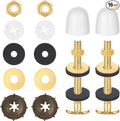 Toilet Bolts for Floor, 2 Pack Heavy Duty Toilets Floor Bolts and Caps Closet Metal Flange Bolt Kit With Washers, Nuts, Caps, Secure Toilet Bowl to Floors, Replacement Hardware for Top Mount Hinges