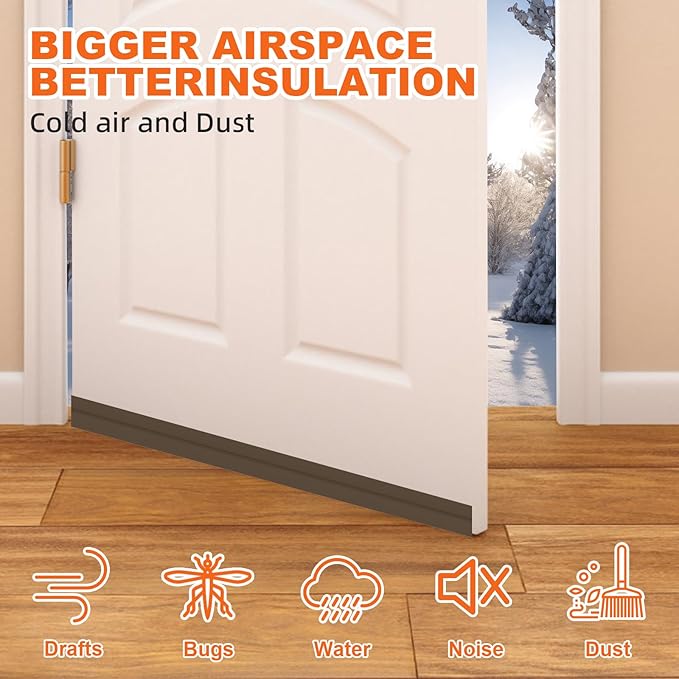 Door Draft Stopper, Door Sweep for Bottom of Door, Weather Stripping Door Seal, Under Door Gap Filler, Under Door Draft Blocker Soundproof/Insulator, Door stoppers (Brown, 78‘’)