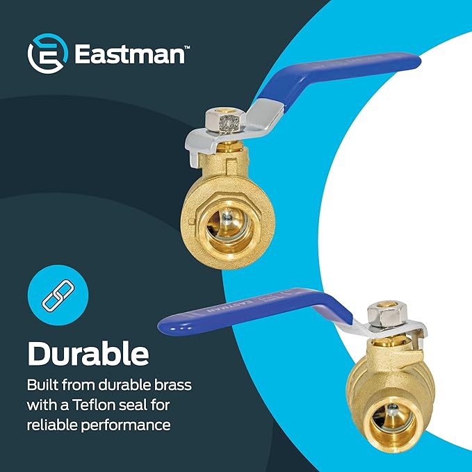 Eastman Heavy Duty Full Port Brass Ball Valve, 1/2 in Sweat x 1/2 in Sweat Connection, 20061LF