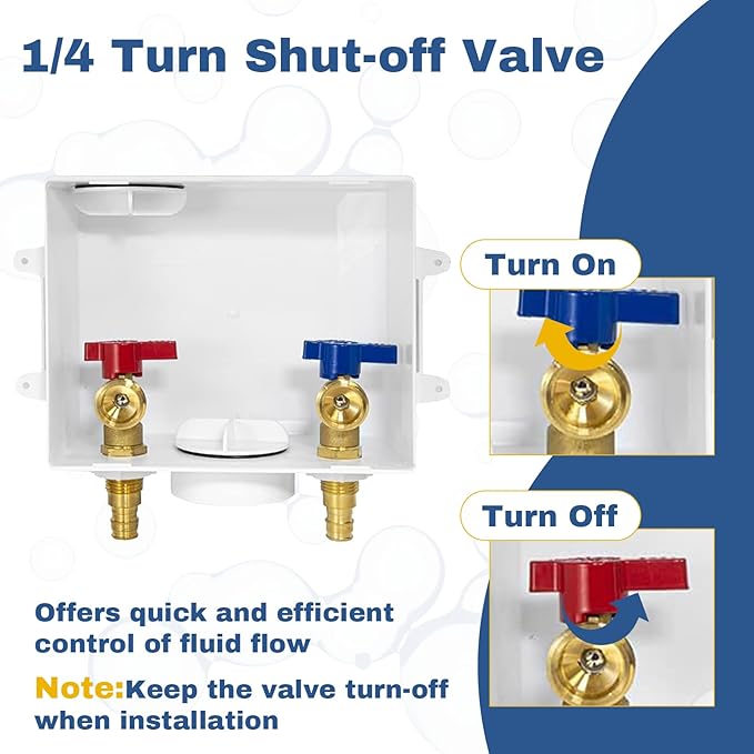 10-PACK GUOFIS Washing Machine Outlet Box, PEX Laundry Washer Box with Central and Side Drain Design(1/2"PEX-A Expansion Connection Inlet X 3/4"MHT Outlet)(WM003-10Pack)