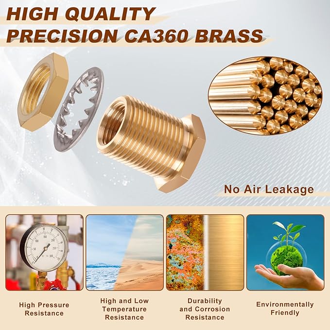2pcs Brass Bulkhead Fittings 1/2” NPT Female to 1/2” NPT Female Thread Bulkhead Straight Connector Brass Coupling 1.5” Length Outer Diameter 1-1/8” Bulkhead Tank Air Hose Line Pipe Fittings