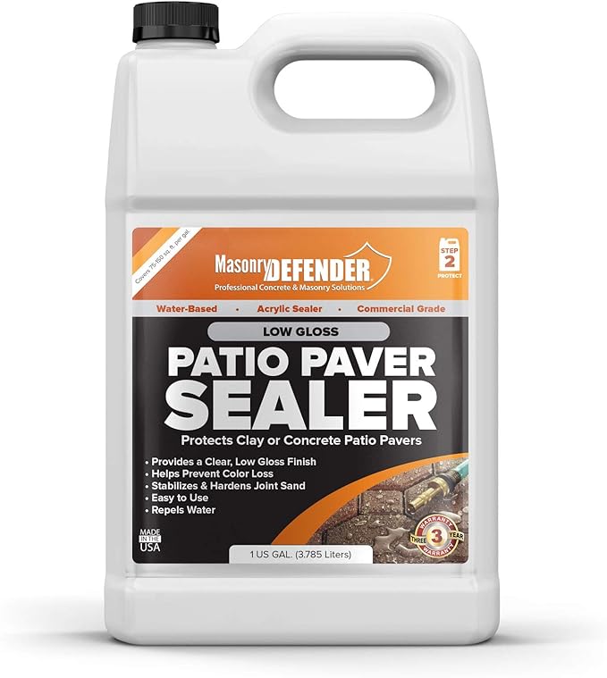 Patio Paver Sealer - Low Gloss, Water-Based, Clear Sealant for Stone - 1 Gallon