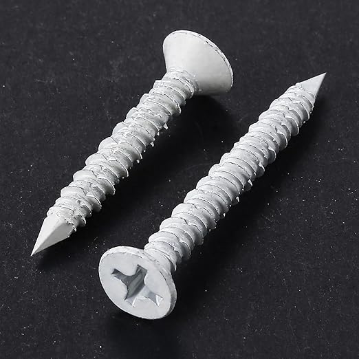 WenSilon(100 PCS) 3/16" x2-3/4 White Concrete Screw Anchor White Flat Head for Anchoring to Masonry, Block or Brick Stucco
