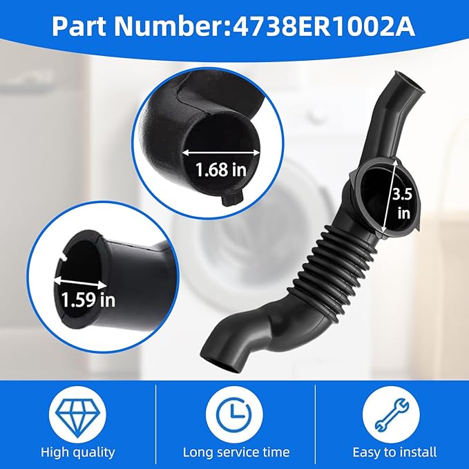 4738ER1002A For LG/Kenmore Washer Tub-to Front Load Washer Washing Machine Tub Drain Hose Bellows,Replaces4738ER1002, AP4436407, 1266823, AH3523345, EA3523345, PS3523345 ﻿