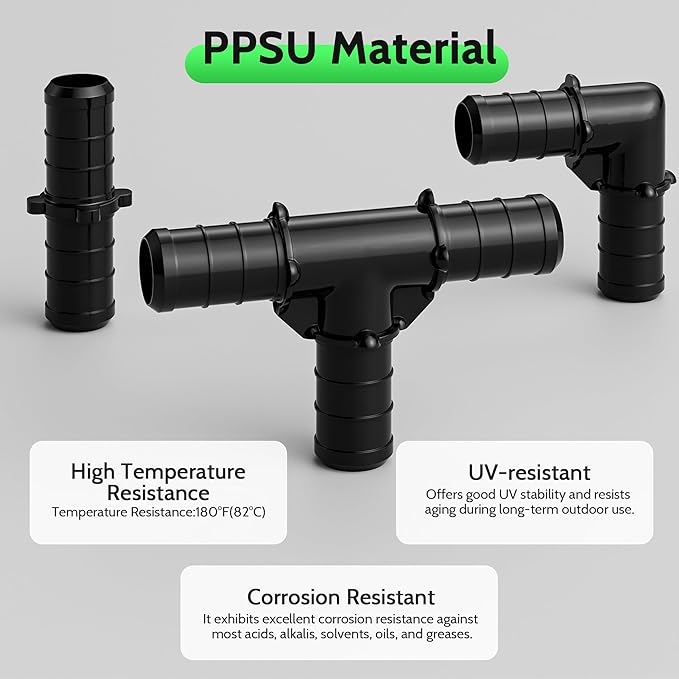 VINTEX 1/2"PPSU Barb Crimp PEX Fitting,60pcs Plumbing Fitting Combo,20pcs Each Elbows,Tees,Straight Couplings, Suitable For Pex Piping Systems,No Lead Material