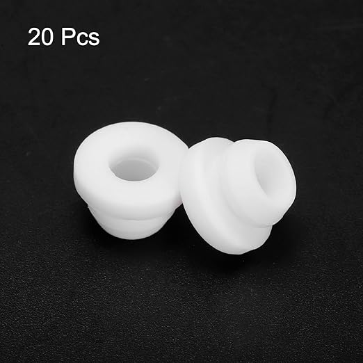 MECCANIXITY 20Pcs Snap Silicone Rubber Grommet Plug Mount Dia 8mm ID 5.5mm Narrow Groove Width 2mm Seal Anti-Scratch Sleeves for Electrical Box Cable Pipes White