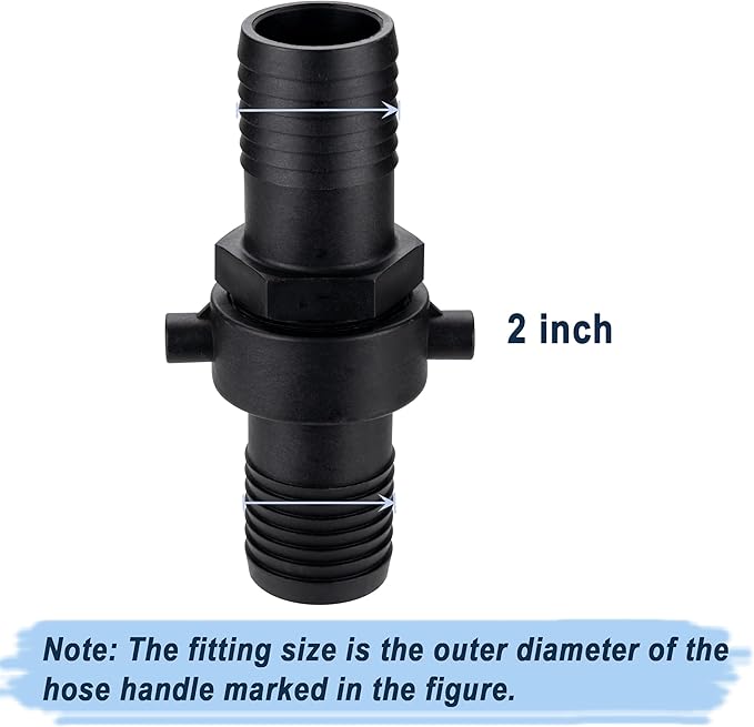 EASTRANS Poly Pin Lug Hose Fitting Set, 2" Polypropylene Hose Shank Coupling Set with 2 Clamps