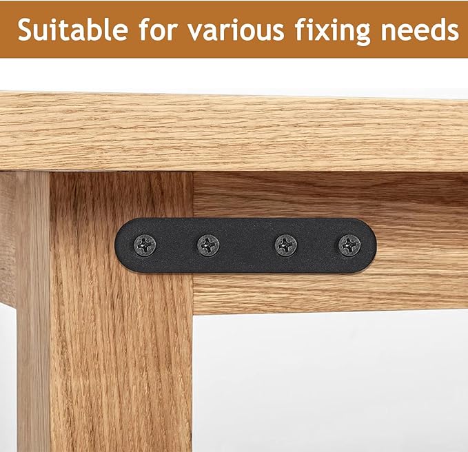 32 Pcs Stainless Steel Flat Brace Corner Brackets for Wood Repair Multipurpose Metal Mending Plates with Pre-drilled Straight Braces for Furniture and Shelf Reinforcement