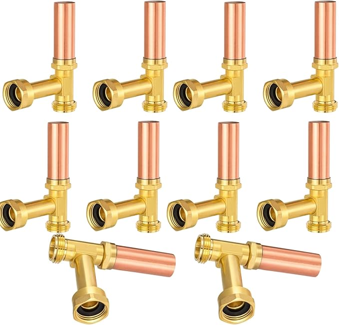 Water Hammer Arrestor,3/4 Inch Swivel FHT x 3/4 Inch MHT Copper Water Arrestor for Washing Machine Connection(10PACK,Angle Copper Arrestor)