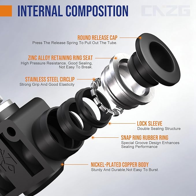 3/8 Push To Connect Valves,Pneumatic 3/8 Air Control Valve,Quick Push To Connects Fittings,Throttle Flow Speed Controller