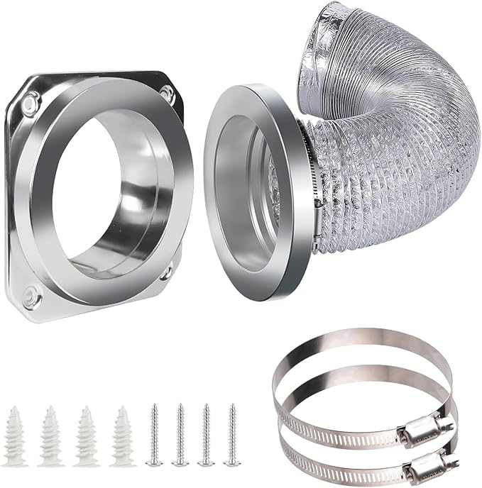 Magnetic Dryer Vent Coupling Kit-DV180 Airtight Seal Dryer Vent Connector Kit, Quick Connect/Disconnect with 4" x 3.3ft Duct & 2 Clamps, Easy to Clean & Install Connector for Dryer Venting