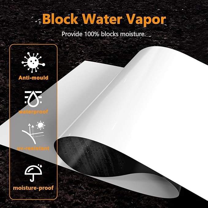 Crawl Space Vapor Barrier, 10 Mil Vapor Barriers, 10' x 25', Drop Cloth Vapor Barrier Covering for Crawl Space Encapsulation, Heavy Duty Polyethylene Plastic Sheeting, Black and White Panda Film