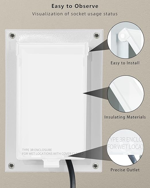 Electrical Box Replacement Cover, DBVC-1 Extra Duty Replacement for All-Weather Use, Type 3r Enclosure Cover for Wet Locations Can be adapted to DBVR1C/DBVS1C/60VC, Improve Electricity Safety