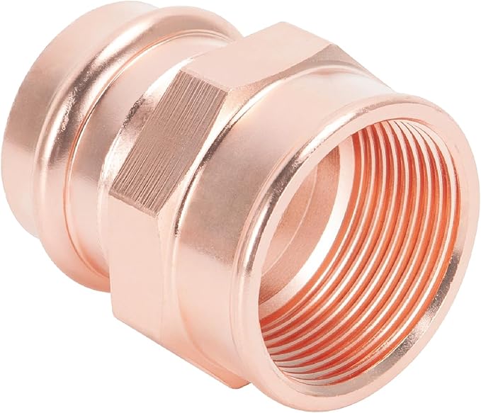 Copper Press Fittings 3/4 inch Female Adapter Pressure Copper Fitting P x FPT Connection for Residential, Commercial 10-Pack