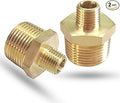 2PCS NPT Male Threaded Reducing Nipple Pipe Fitting Adapter, Brass Hex Nipple Reducer, Heavy Duty Pipe Reducer Straight Connector (3/4" x 1/4")
