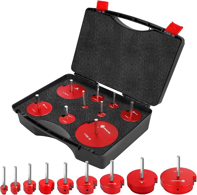 9Pcs PVC Pipe Reamer Kit With 1/2inch, 3/4inch, 1inch, 1-1/4inch,1-1/2inch, 2inch,2-1/2inch, 3inch, 4inch Head Aluminum, PVC Fitting Saver, PVC Socket Saver For SCH40 PVC, ABS PVC Pipe, CPVC