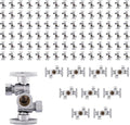 100-Pack Foskan Dual Compression 1/4 Turn Angle Stop Valve with 2 Shut Off Valve/Handles,1/2" NOM (5/8" OD) x 3/8" OD x 3/8" OD,Chrome Plated Brass