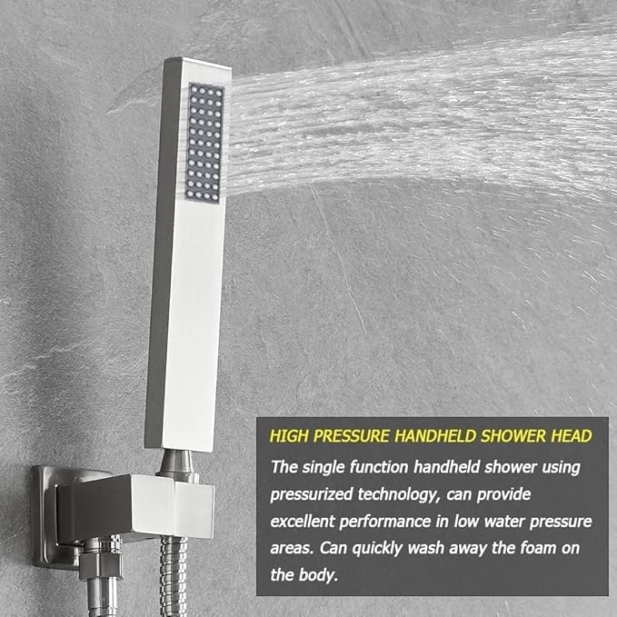 Shower System Brushed Nickel Bathroom Rainfall Shower Faucet Set Complete Wall Mounted 6 Inch Shower Head and Handle Set with Rough-in Valve Body and Trim Kit