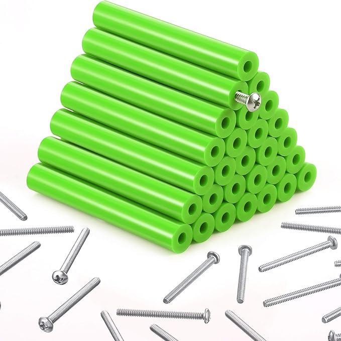 Hotop 64 Pieces Electrical Outlet Spacers Electrical Outlet Box Extender Kit Includes 16 Pcs 3 Inch Switch and 48 Pcs 1-1/2 Inch 6-32 Thread Flat Head Device Mounting Long Screws (Fluorescent Green)