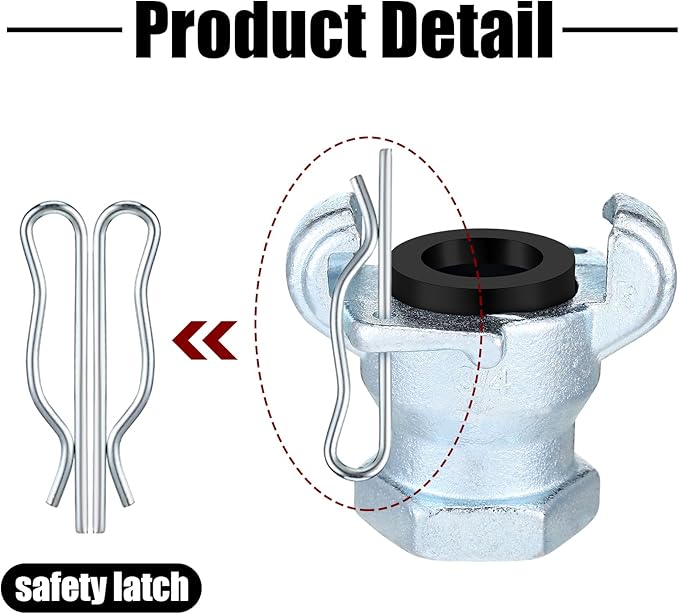Therwen 4 Sets 3/4 inch Chicago Air Fittings NPT Iron Air Hose Fitting 2 Lug Universal Coupling for Female and Male End(Female End)