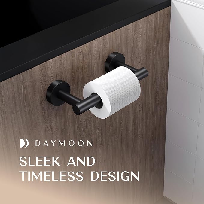 Day Moon™ (2 Pack) Matte Black Toilet Paper Holder - Black Toilet Paper Holder Wall Mount