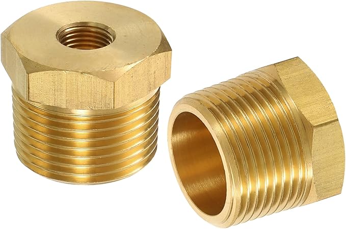 uxcell 1Pcs 3/4 BSPT Male x 1/8 NPT Female Brass Reducer Hex Bushing Threaded Pipe Fitting, Brass Threaded Pipe Fitting Adapter for Water, Gas, Oil Pipeline Systems