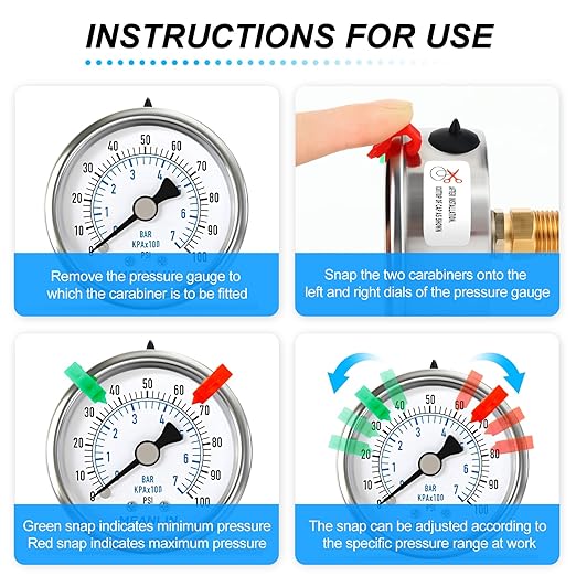 MEANLIN MEASURE 0~100Psi Dry Pressure Gauge Stainless Steel 1/4" NPT 2" FACE DIAL Waterproof for Well Pump Water Tire Water Pressure Tester Back Mount (with 2PCS Snaps)