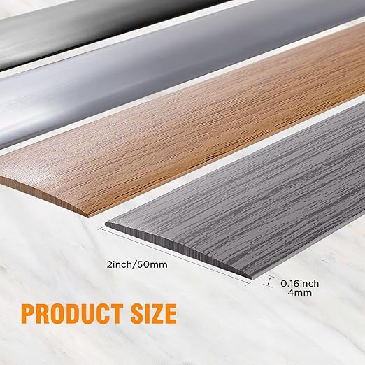 Floor Transition Strip Vinyl Self Adhesive Threshold Strip Carpet Edge Wood to Tile Laminate Flooring Gaps and Doorway Floor Cover Flat Divider Peel and Stick Trim (Gray, 5cm, 10FT)