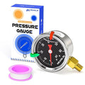 MEANLIN MEASURE 0~60Psi Black Stainless Steel Pressure Gauge, Glycerin Filled 1/8" NPT 1.5" FACE DIAL, Liquid Filled Pressure Gauge WOG Water Oil Air Lower Mount (with 2PCS Snaps)