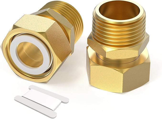 GASHER 2Pcs Brass Water Meter Pipe Fitting，1/2" NPT Male x 1/2" Female Adapter Pipe Fitting
