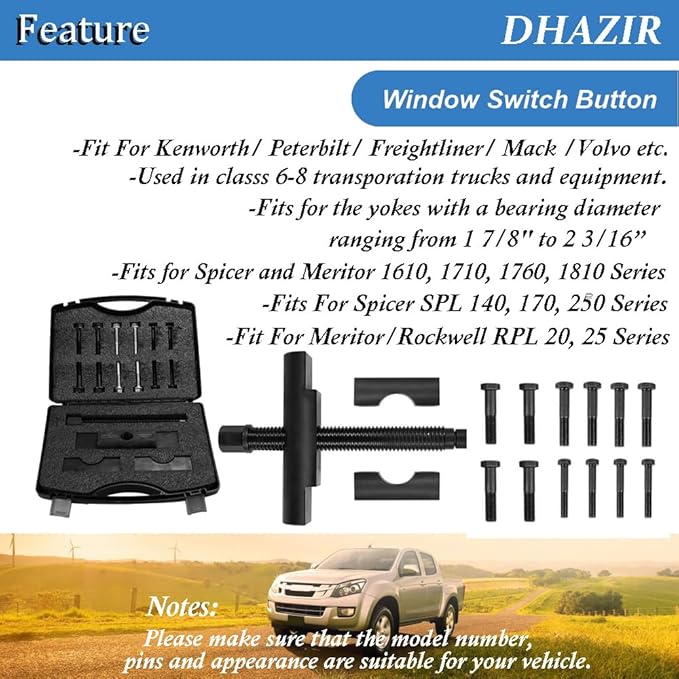 60050 Heavy-Duty Yoke Puller Tool Kit for Commercial Trucks & Semi Truck, Works on Class 6-8 Trucks and Equipment for Remove Transmissions and Rear-End Differentials