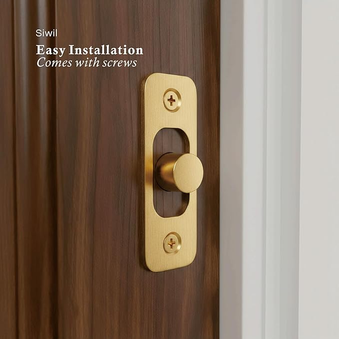 Deadbolt Strike Plate, Solid Brass Door Backplate 1" X 2 1/4“, Round Corner Heavy Duty - 3 Pack