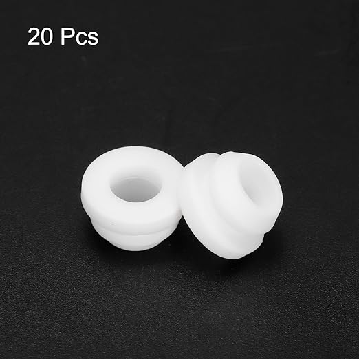 MECCANIXITY 20Pcs Snap Silicone Rubber Grommet Plug Mount Dia 8.5mm ID 6mm Narrow Groove Width 2mm Seal Anti-Scratch Sleeves for Electrical Box Cable Pipes White