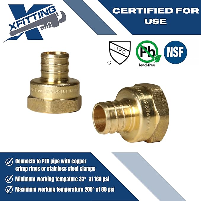 XFITTING 3/4 inch Pex x 3/4 inch Female NPT Adapter, 23-4-2=10X, 10 Pieces