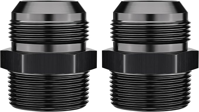 EVIL ENERGY 20AN Male Flare to 1-1/4" NPT Pipe Fitting Adapter Straight Aluminum Black 2PCS