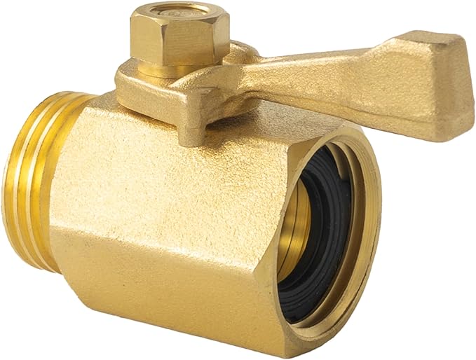 Brass Garden Hose Shut Off Valve, 2 Pack Heavy Duty 3/4 Inch Solid Brass Garden Hose Connector, Water Shut Off Valve with 2 Extra Rubber Washers