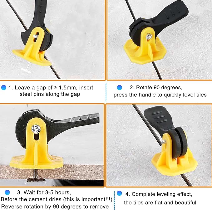 Tile Leveling System 1/8 Kit Tile Spacers,200pcs Reusable Tiles Levelers+200 Replaceable Steel T-Pins,Tlies Tools Leveling Clips For Wall Floor Installation Compounds 1/16 Adjustable Fit 8-12mm